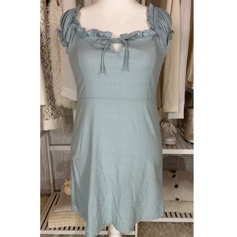 Derek Heart Junior's Sz XL/Women's Sz L Blue Sweetheart Neck Keyhole Dress #0425